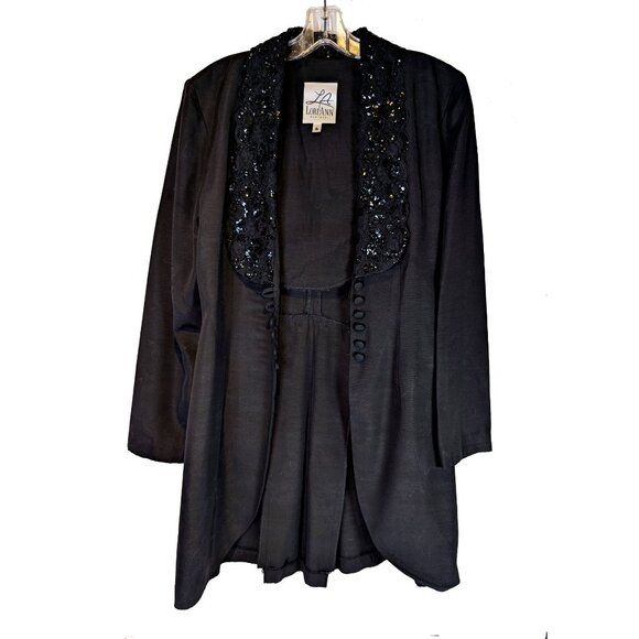 Lori Ann Montreal Black sequin and lace collar jacket Size 6 - Picture 7 of 7